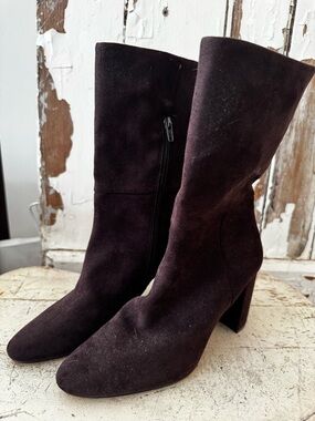 Charlies Dark Brown Suede Mid-Calf Heeled Boots